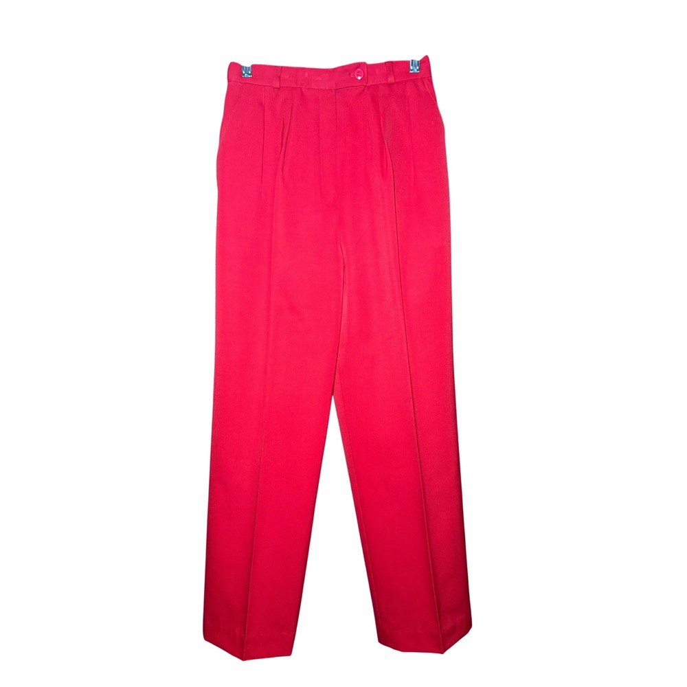 7th Avenue West Vintage Red Wool High Waisted Pleated Trousers Pants Womens 6
